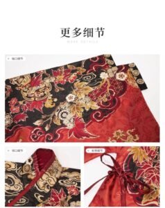 Samius Global Xuanma Qiankun Ming Dynasty Hanfu Set, Gold Woven Jacquard Pipa Sleeve Top & Heavy Pleated Mamian Skirt