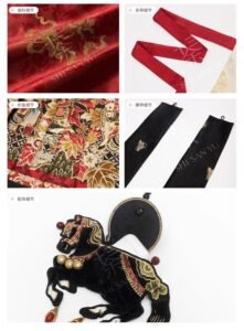 Samius Global Xuanma Qiankun Ming Dynasty Hanfu Set, Gold Woven Jacquard Pipa Sleeve Top & Heavy Pleated Mamian Skirt