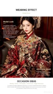 Samius Global Xuanma Qiankun Ming Dynasty Hanfu Set, Gold Woven Jacquard Pipa Sleeve Top & Heavy Pleated Mamian Skirt
