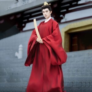 samiusglobal ZhuangYuanLang Ming Dynasty Round Collar Robe Hanfu Set, Ancient Chinese Official Robe For Men, Wedding Photoshoot Cosplay Outfit