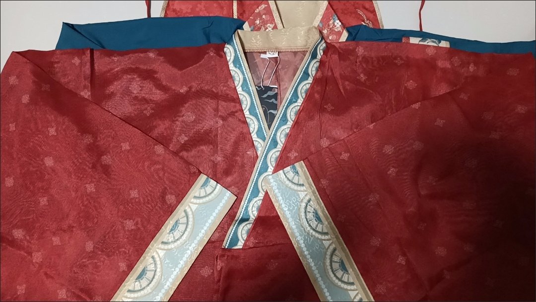 Floral embroidery tassel ribbon detail of Wei-Jin Dynasty Miaoyu Hanfu set, red peony flower hand embroidery decoration