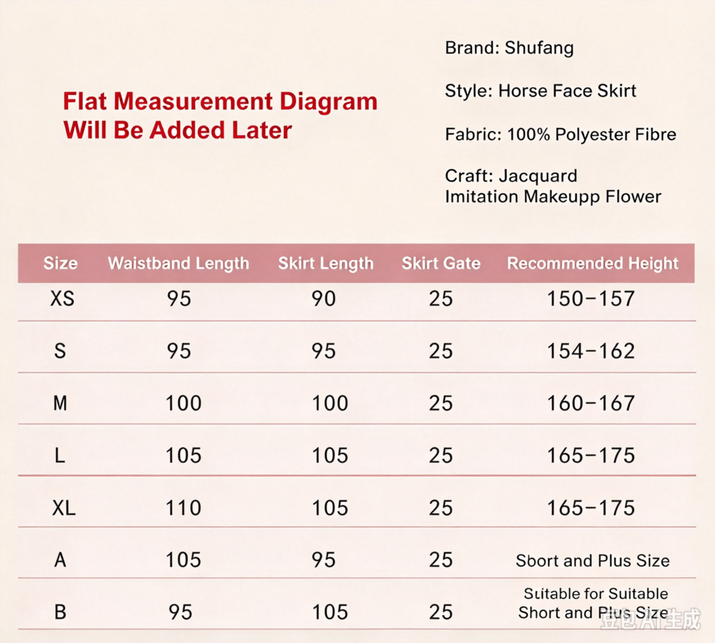 Size chart of Samiusglobal Shifang Ming Hanfu Zhaojun top, inner pipa sleeve top and horse face skirt