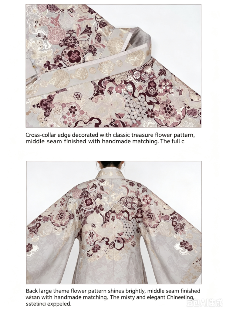 Samiusglobal Ming Style Hanfu White Floral Jacquard Aoqun, Traditional Chinese Ancient Costume