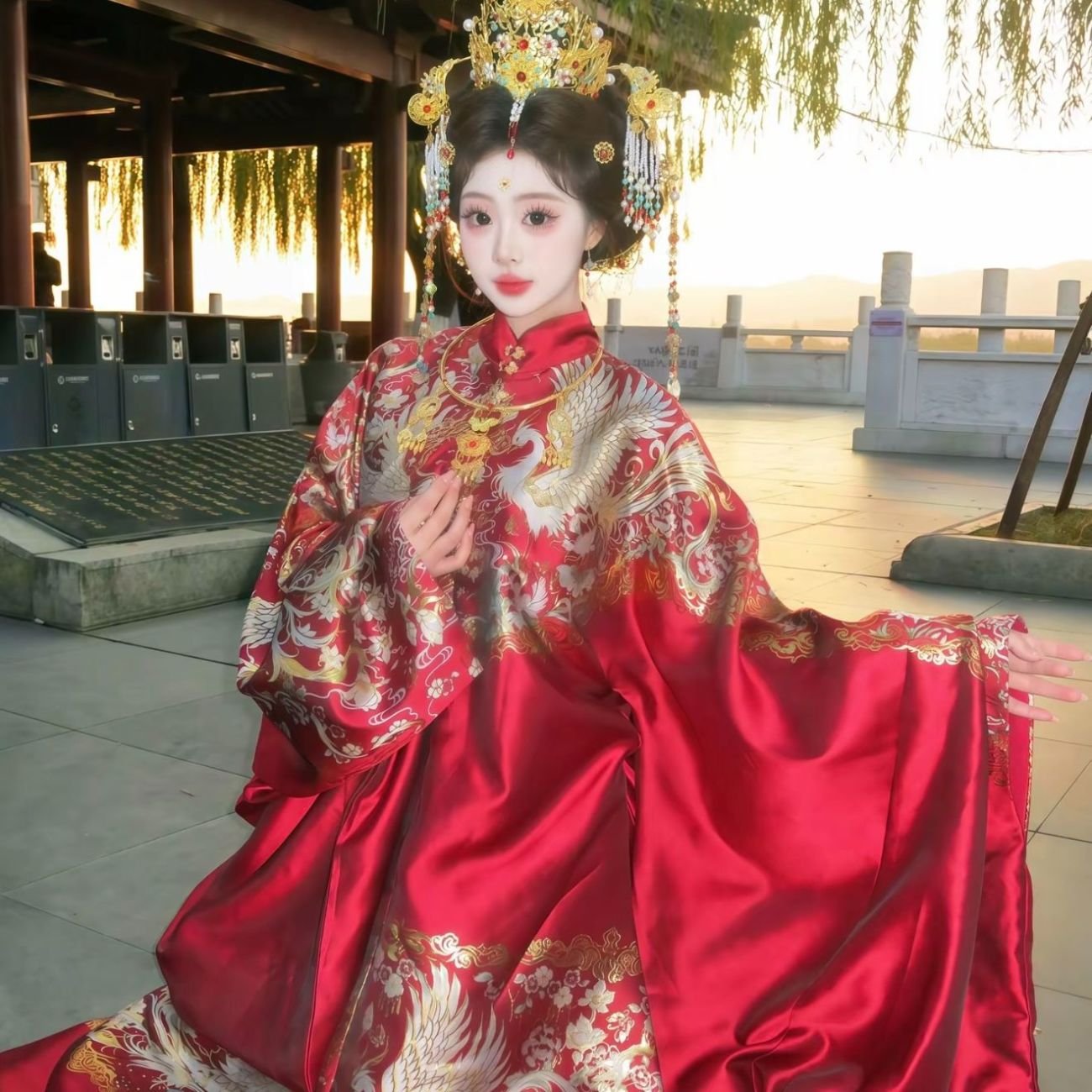 Zhen Yinglian Ming Dynasty Noble Girl Ming-Style Hanfu | Woven Gold Zhuanghua Long Robe - Samiusglobal