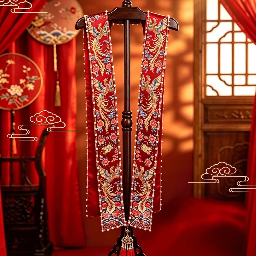 Ming hanfu dragon phoenix xiapei chinese traditional wedding bridal accessor