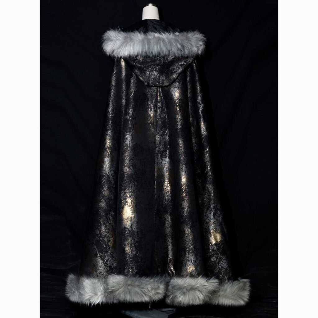 Samiusglobal Dark Night Floating Light unisex Hanfu cloak with hood and faux-fur t