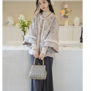Zhenyinglian Ming style hanfu set for women, round collar short jacket with wide leg trousers, autumn winter new chinese outfit model wearing