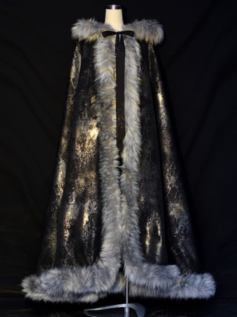 Samiusglobal Dark Night Floating Light unisex Hanfu cloak with hood and faux-fur t