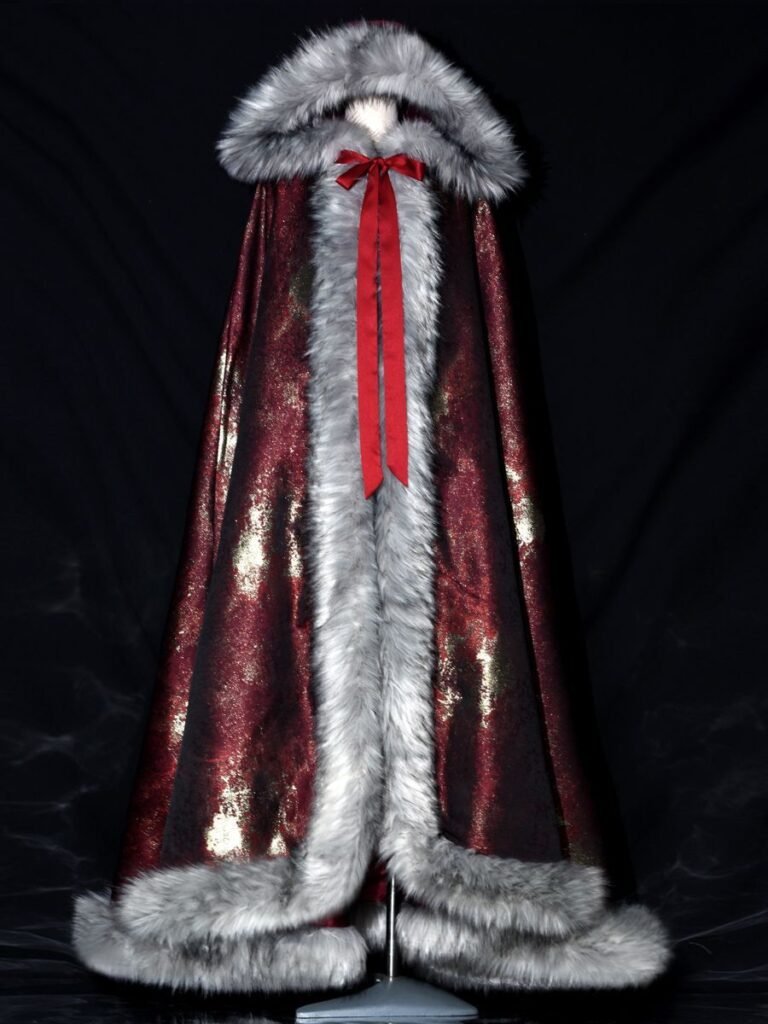 Samiusglobal Dark Night Floating Light unisex Hanfu cloak with hood and faux-fur t