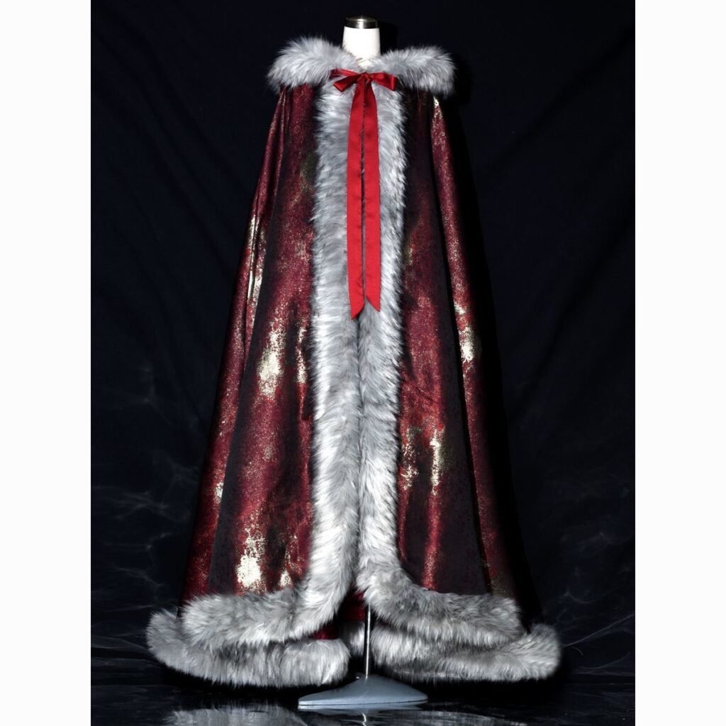 Samiusglobal Dark Night Floating Light unisex Hanfu cloak with hood and faux-fur t