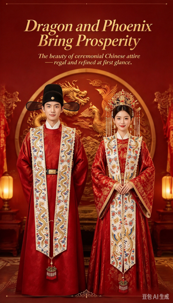 Ming hanfu dragon phoenix xiapei chinese traditional wedding bridal accessor