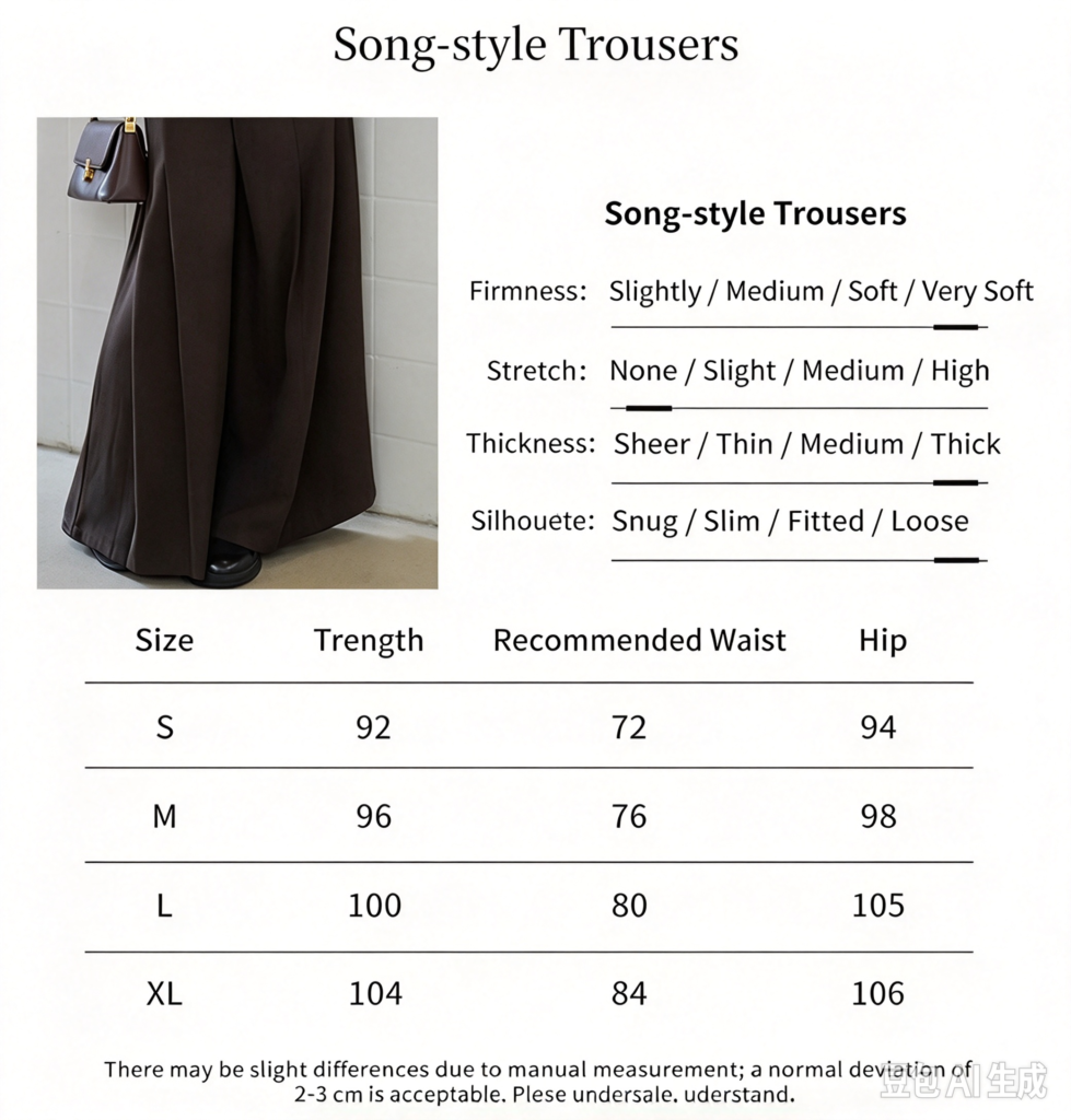 Zhenyinglian Round-collar Short Jacket size chart, ming hanfu top measurement table, length bust sleeve length size reference