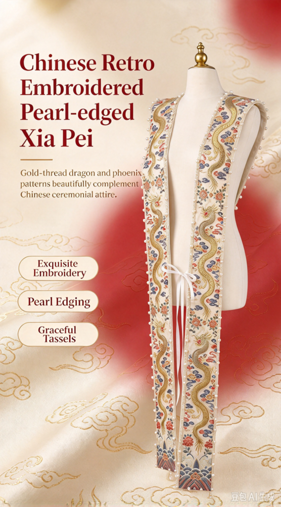 Ming hanfu dragon phoenix xiapei chinese traditional wedding bridal accessor