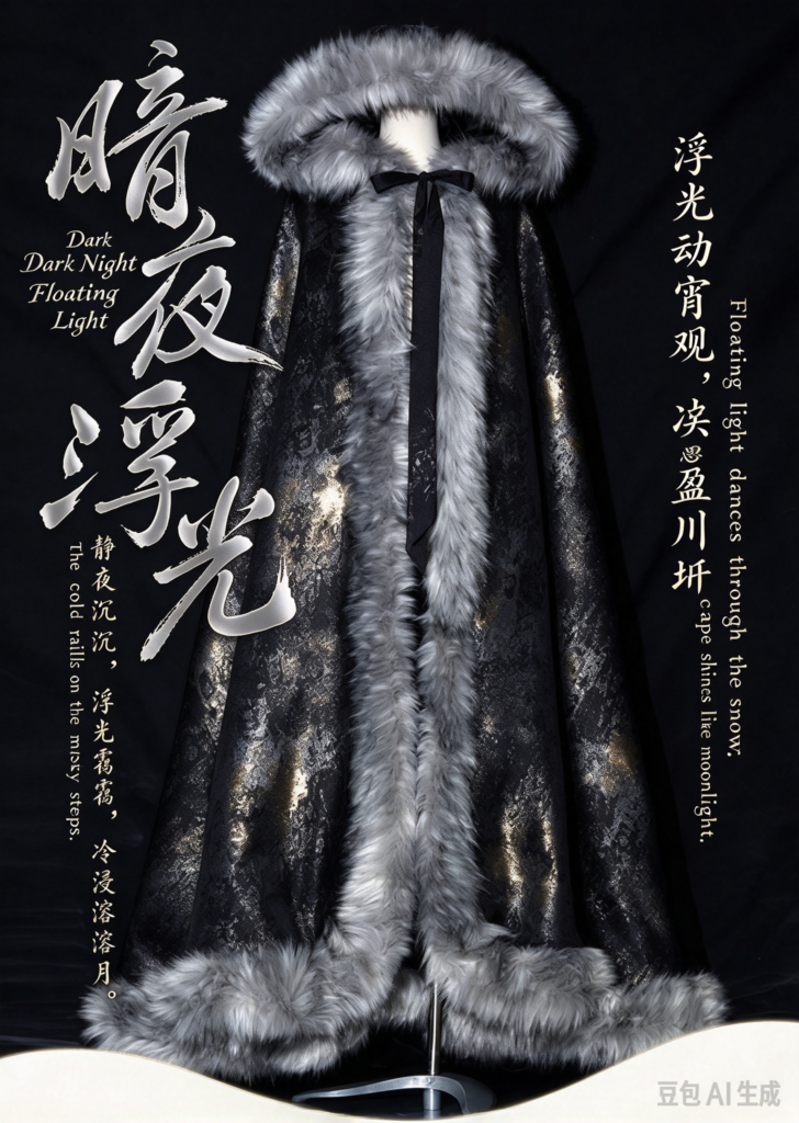 Samiusglobal Dark Night Floating Light unisex Hanfu cloak with hood and faux-fur t