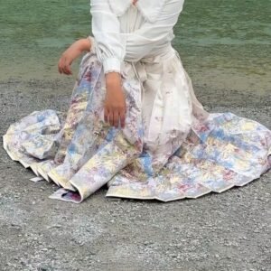 Cat among flower original Ming hanfu woven gold imitation makeup jacquard mamian skirt single piece